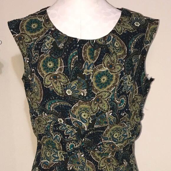 Julian Taylor Vintage paisley print sleeveless cap sleeve dress size 14 - Picture 2 of 8